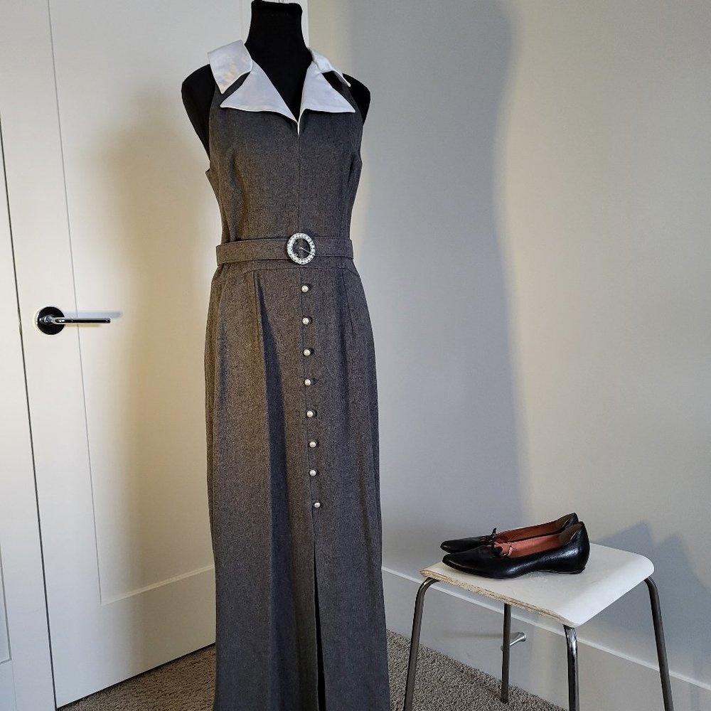 Vintage wool long formal dress with jacket